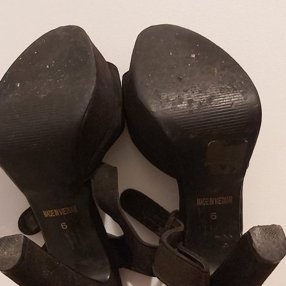 SOSO PRE-LOVED SUED High Heels Women Shoes Size 6 Color BLACK - Picture 4 of 7